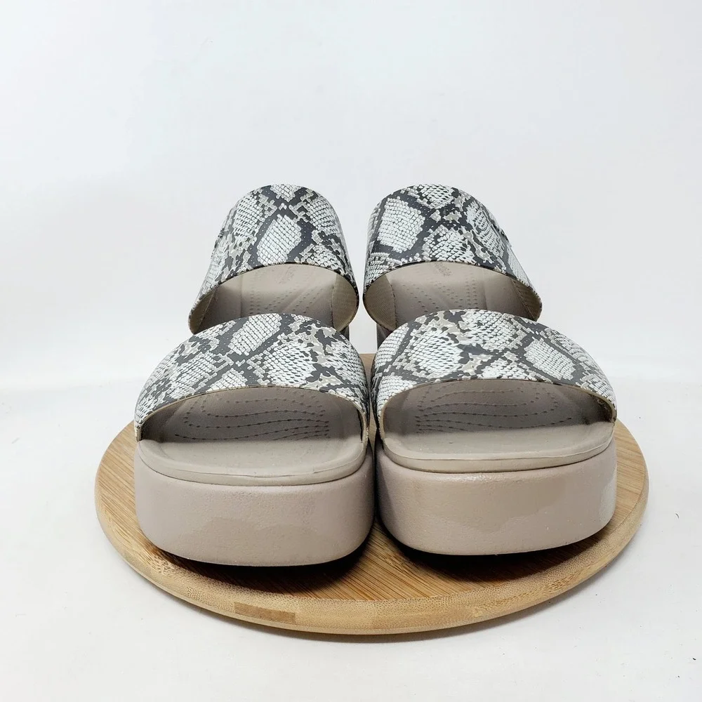 Crocs Brooklyn Mid Wedge Sandals Womens 9 Platform LiteRide Snake Strappy Shoes